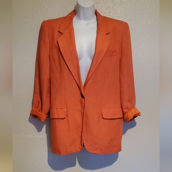 The Limited Coral Linen Blend Relaxed Oversized Notched Blazer Jacket Size Small - Picture 1 of 10